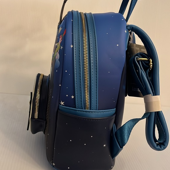 Loungefly Peter Pan Neverland Flight Clock Tower Disney Mini Backpack & Wallet - Picture 6 of 13